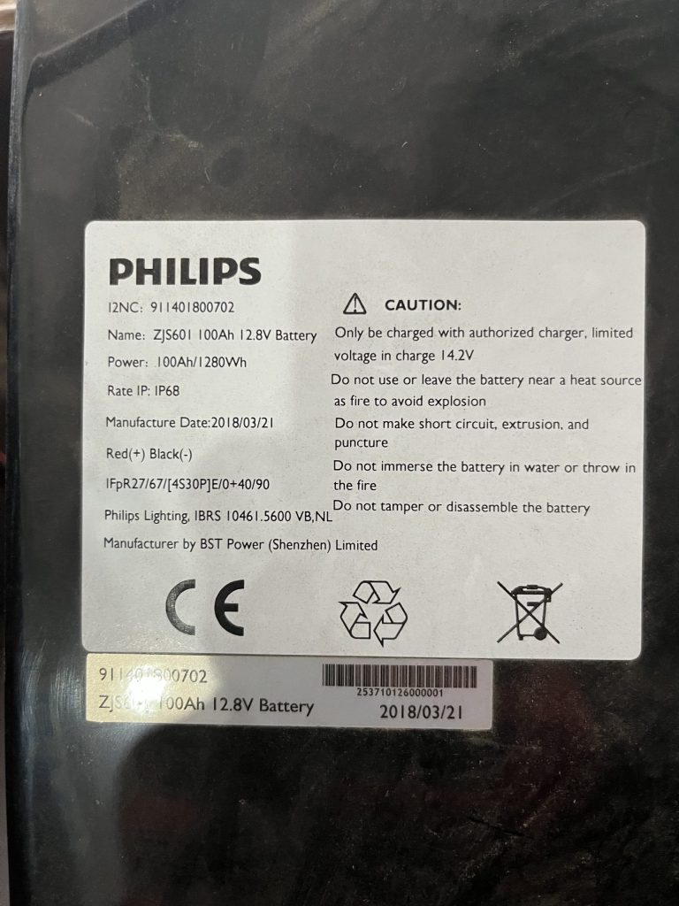 Subsistema solar Philips ZjS601 100Ah 12.8V Battery